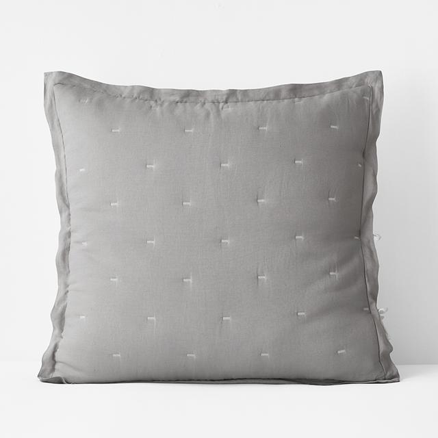Reversible Premium Breathable Relaxed Linen Quilted Sham - Gray/White, Size 26 In. x 26 In. | The Company Store