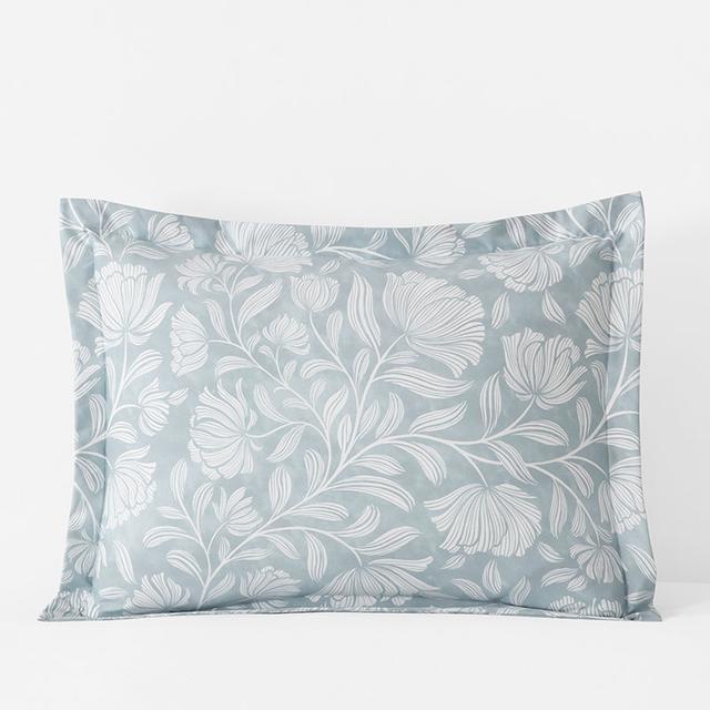 Maytime Premium Smooth Wrinkle-Free Sateen Sham - Blue Shadow, Size King, Floral | The Company Store