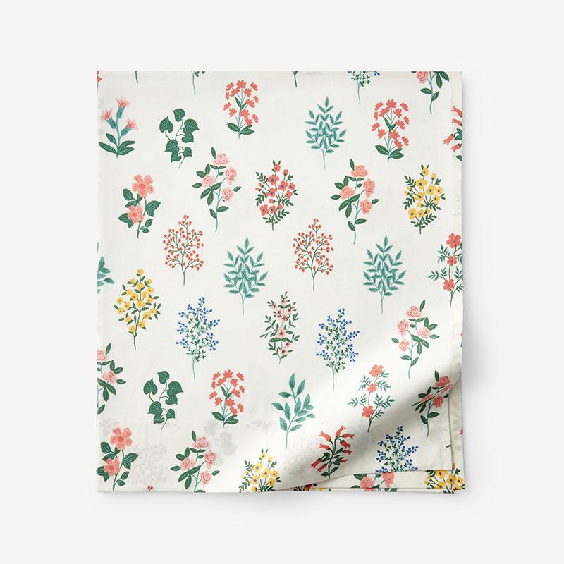 Hawthorne Classic Cool Percale Flat Bed Sheet - Green/Ivory/Pink, Size Queen, Floral | The Company Store