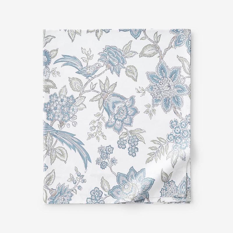 Sonita Premium Smooth Sateen Flat Bed Sheet - Blue/Gray/Ivory, Size Full | The Company Store