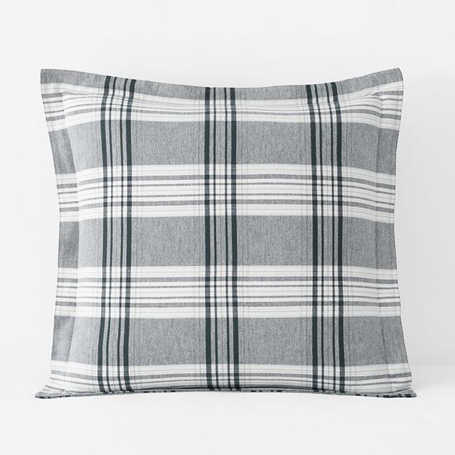 Classic Plaid Ultra-Cozy Cotton Velvet Flannel Sham - Blue/Gray, Size 26 In. x 26 In. | The Company Store