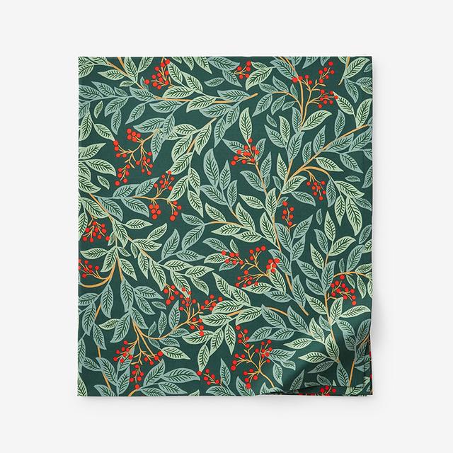 Willowberry Classic Cool Cotton Percale Flat Bed Sheet - Green/Red, Size Full | The Company Store