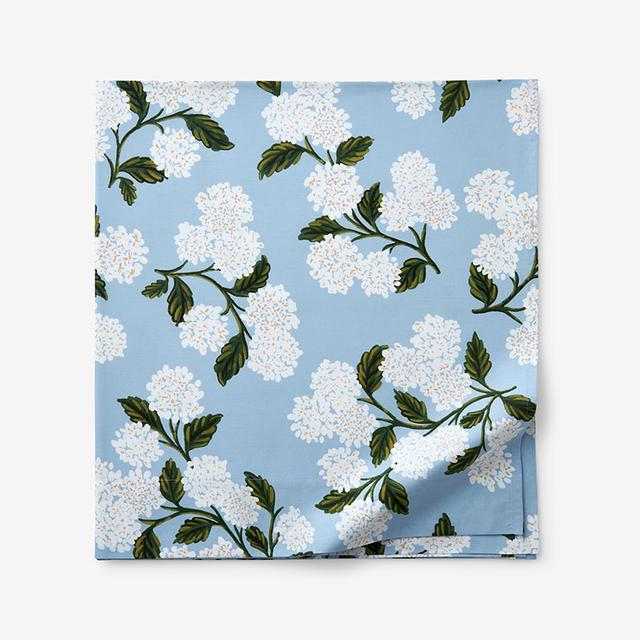 Hydrangea Classic Cool Cotton Percale Flat Bed Sheet - Powder Blue, Size Queen | The Company Store