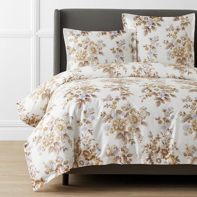 Primrose Bloom Premium Smooth Wrinkle-Free Sateen Duvet Cover - Beige Multi, King/Cal. King - Beige/Brown, Size California King | The Company Store