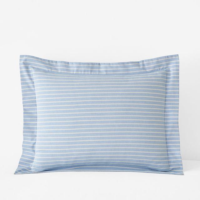 Classic Oxford Yarn-Dyed Stripe Sham - Blue/Beige, Size King, Cotton | The Company Store