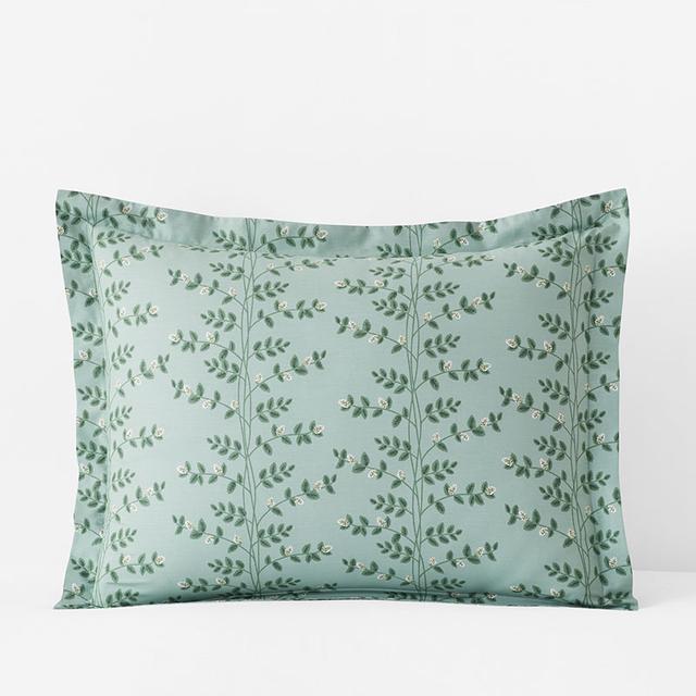 Climbing Vines Classic Cool Cotton Percale Sham - Sage Green, Size King | The Company Store