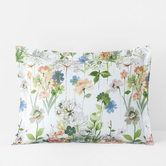 Tania Floral Premium Smooth Wrinkle-Free Sateen Sham - Green, Size King | The Company Store