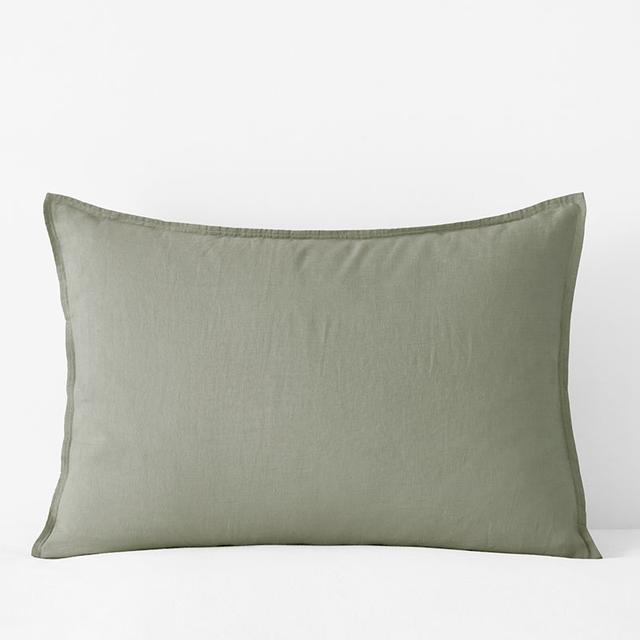 Premium Breathable Washed Linen Solid Sham - Moss Green, Standard | The Company Store