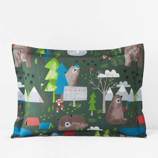 Bear Camp Classic Cool Organic Cotton Percale Sham - Green Multi, Standard | The Company Store