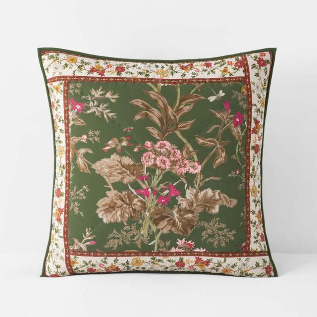 Aaliyah Patchwork Quilted Sham - Green/Red, Size 26 In. x 26 In., Cotton | The Company Store