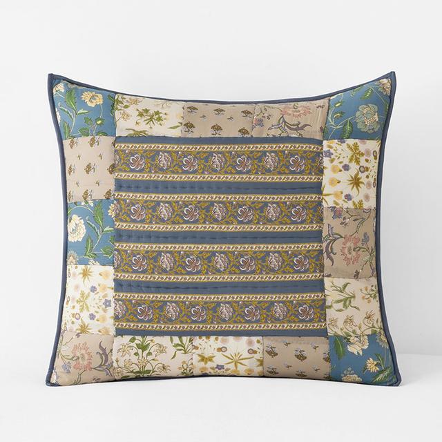 Dorothea Patchwork Quilted Sham - Blue/Brown, Size 26 In. x 26 In., Cotton | The Company Store
