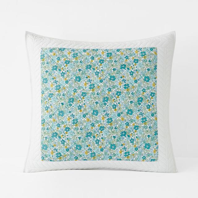 Brenna Patchwork Quilted Sham - Blue/Green/Orange, Size 26 In. x 26 In., Cotton | The Company Store