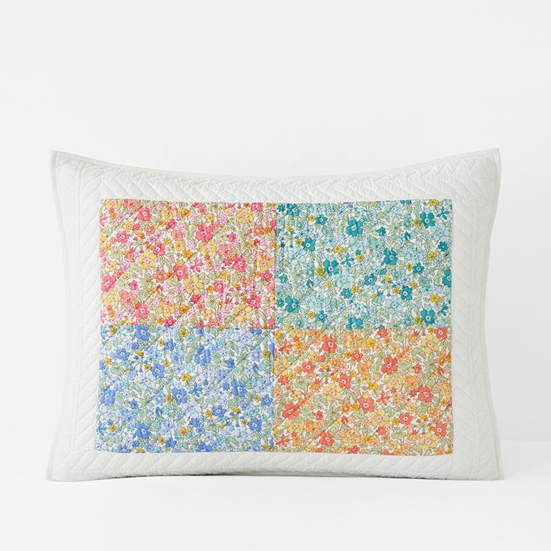 Brenna Patchwork Quilted Sham - Blue/Green/Orange, Size King, Cotton | The Company Store