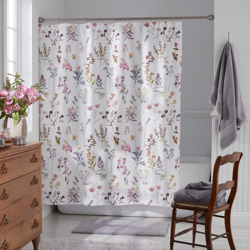 Blooming Garden Classic Smooth Sateen Shower Curtain - Pink/Purple/White, Size 72 x 72 | The Company Store