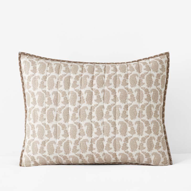 Jiya Reversible Quilted Sham - Beige/Brown, Size King, Cotton | The Company Store