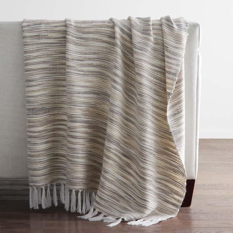 Shrida Throw Blanket - Beige, Size 50 In. x 70 In. | The Company Store