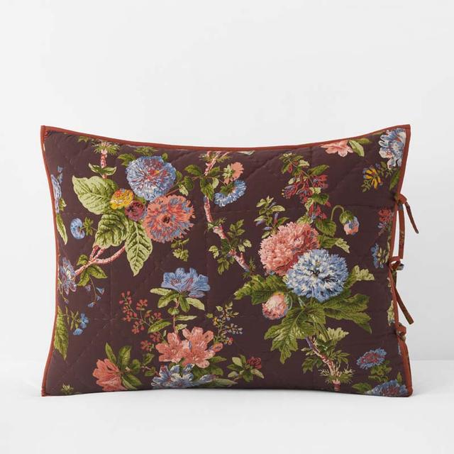 Veena Reversible Quilted Sham - Brown/Orange/Coral, Size Standard, Cotton | The Company Store