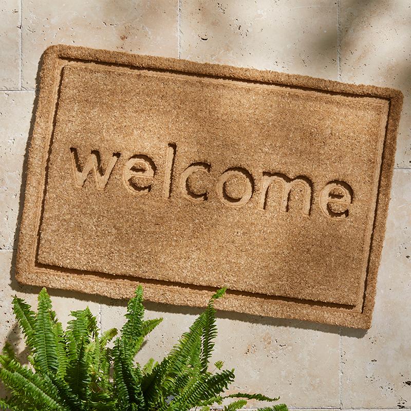 Welcome Coir Doormat - Natural, 18 in. x 30 in. - Beige, Size 18 x 30 | The Company Store
