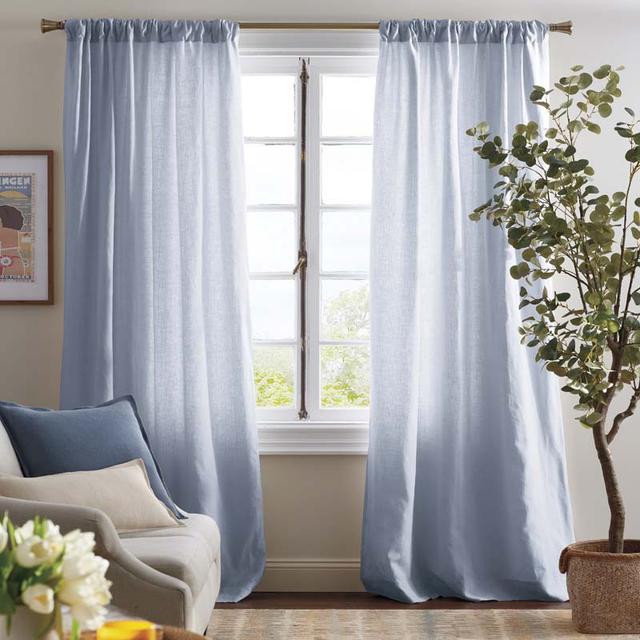 Linen Window Curtain - Ice Blue, 108 in., Size Curtain50 X 108 | The Company Store