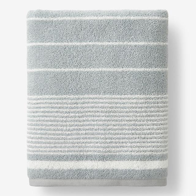 Plush Spa Stripe Bath Sheet - Blue/Teal/Turquoise, Size 39 In. X 68 In., Cotton | The Company Store