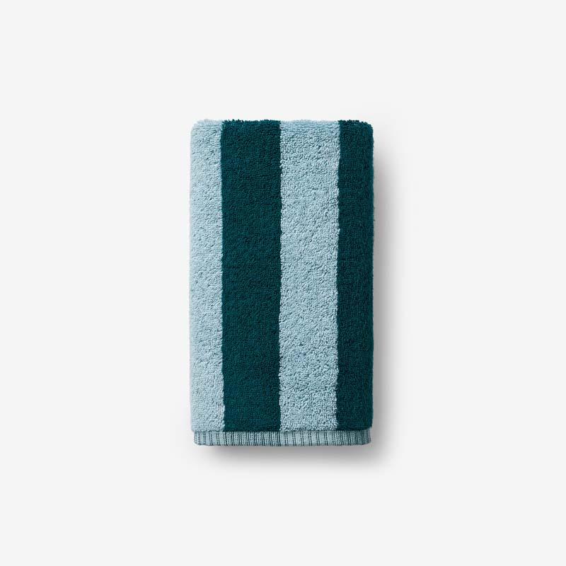 Reversible Stripe Turkish Cotton Hand Towel - Green/Teal/Turquoise Blue, Size 16 In. x 30 In. | The Company Store