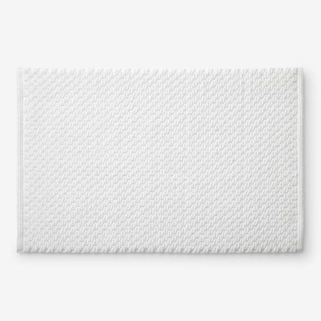 Textured Handwoven Cotton Bath Rug - Diamond, 21 in. x 34 in. - White, Size 21 x 34 | The Company Store