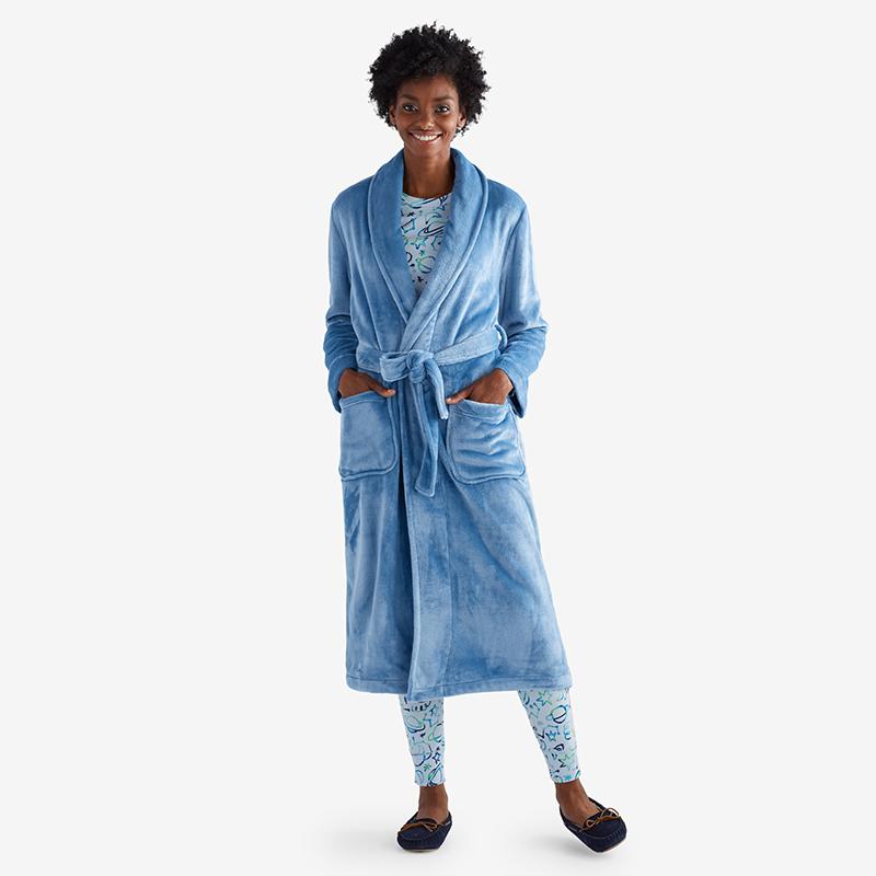 Womens Robes - Blue, Size XL, Fleece | The Company Store