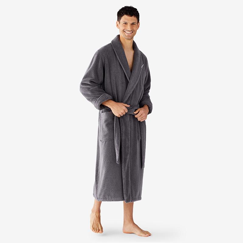 Men's Robe - Gray, Size Large, Cotton/Turkish Cotton | The Company Store