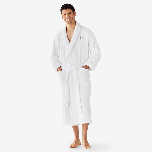 Men's Robe - White, Size Large, Cotton/Turkish Cotton | The Company Store