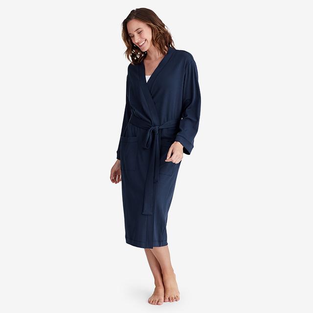 Pima Cotton Kimono Robe - Blue, Size XS | The Company Store