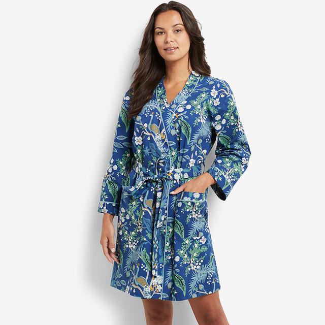 Poplin Women's Robe - Blue/Teal/Turquoise, Size 2XL, Cotton | The Company Store