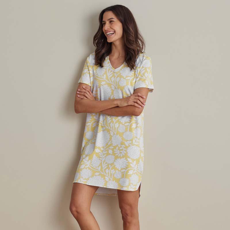 Printed Pima Cotton Women's Nightshirt - Yellow, Size 2XL | The Company Store