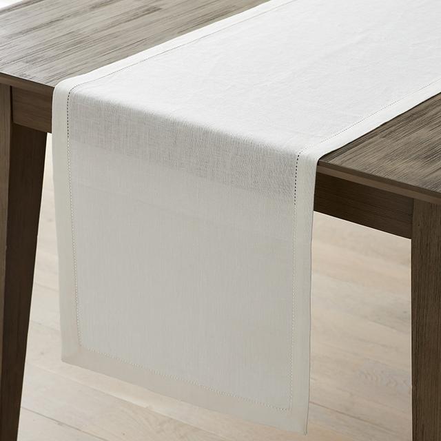 Solid Linen Table Runner - Off White, Size 16 X 108 | The Company Store