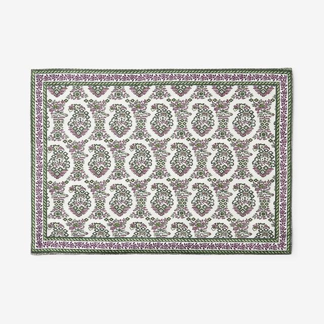 Rose Stripe & Malti Placemats, Set of 4 - Green/Purple, Size 20 X 14, Cotton | The Company Store