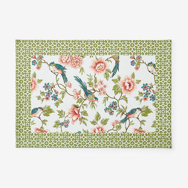 Garden Floral Cotton Placemats, Set of 4 - Green/Pink/Teal/Turquoise Blue, Size 20 X 14 | The Company Store