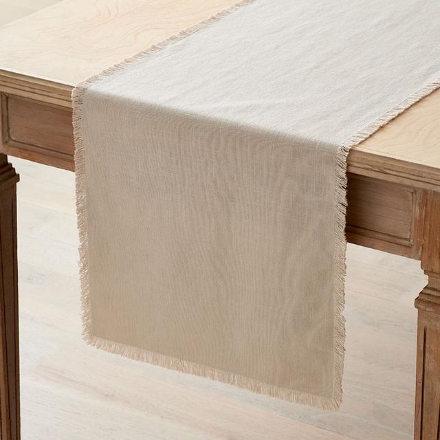 Solid Fringe Table Runner - Putty, 16 in. x 108 in. - Beige, Size 16 X 108, Cotton | The Company Store