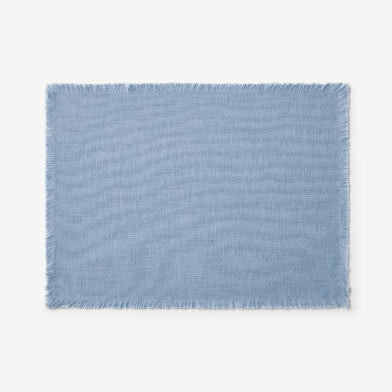 Solid Fringe Placemats, Set of 4 - Pale Blue, Size 20 x 14, Cotton | The Company Store