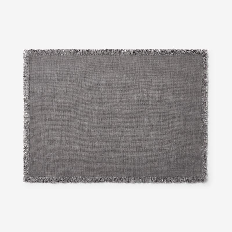 Solid Fringe Placemats, Set of 4 - Gray, Size 20 x 14, Cotton | The Company Store