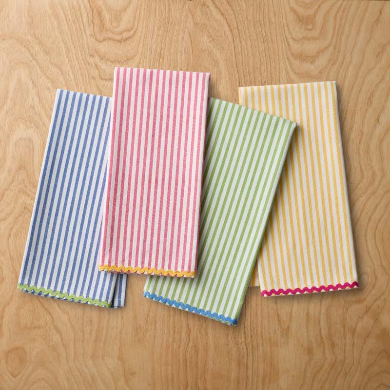 Yarn-Dyed Stripe Tea Towels, Set of 4, Size 20 x 30, Cotton | The Company Store