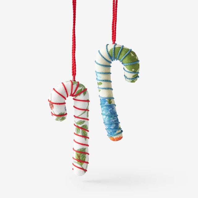 Quilted Ornaments, Set of 2 - Candy Canes, Cotton | The Company Store