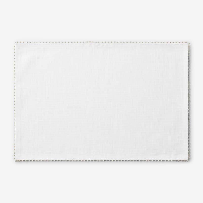 Pom Fringe Placemats, Set of 4 - White/Yellow, Size 20 x 14, Cotton | The Company Store