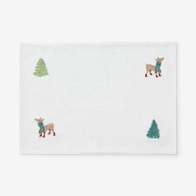 Embroidered Novelty Placemats, Set of 4 - Brown/Green/White, Size 20 x 14, Cotton | The Company Store