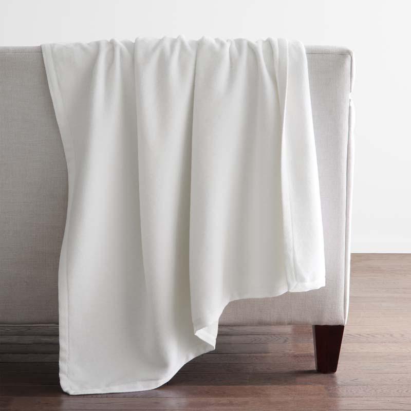 Cotton/Acrylic Fleece Throw Blanket - White, Size 50 In. x 70 In. | The Company Store