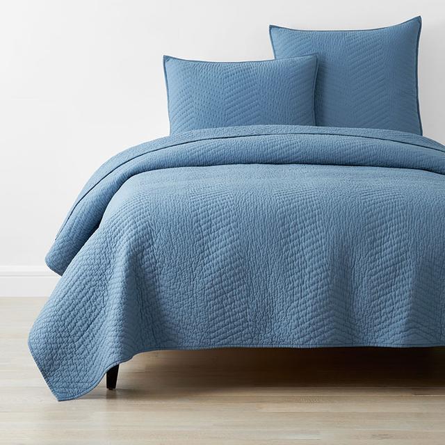 Voile Quilt - Smoke Blue, Size Twin, Cotton | The Company Store