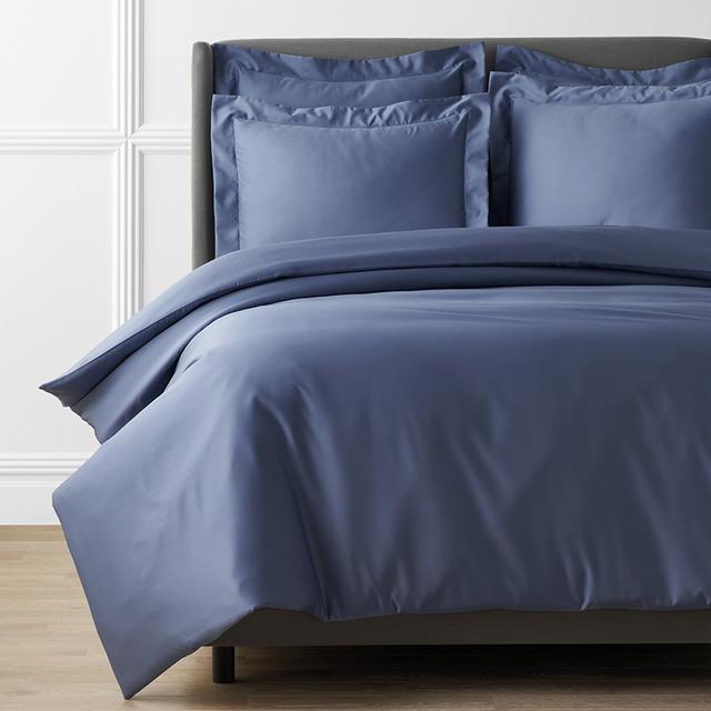 Premium Smooth Supima® Cotton Wrinkle-Free Sateen Duvet Cover - Blue Dusk, Size Full | The Company Store