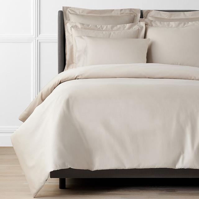 Premium Smooth Supima® Cotton Wrinkle-Free Sateen Duvet Cover - Beige/Ivory, Size Full | The Company Store