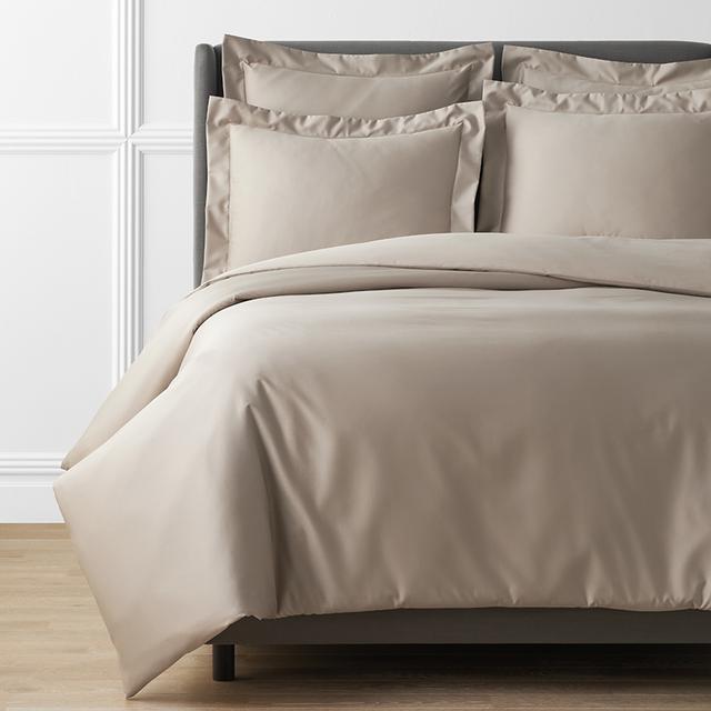 Premium Smooth Supima® Cotton Wrinkle-Free Sateen Duvet Cover - Light Birch, King/Cal King - Beige | The Company Store
