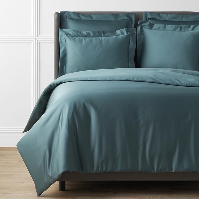 Premium Smooth Supima® Cotton Wrinkle-Free Sateen Duvet Cover - Ocean Blue, Size Full | The Company Store