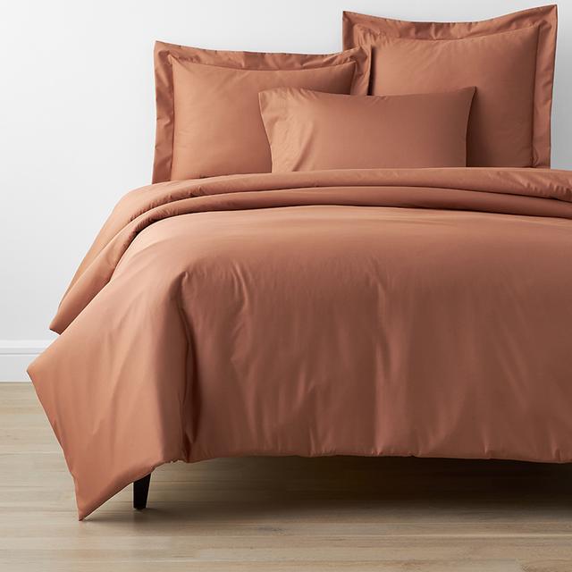 Classic Smooth Wrinkle-Free Sateen Bed Duvet Cover - Caramel, Twin/Twin XL - Orange/Coral | The Company Store