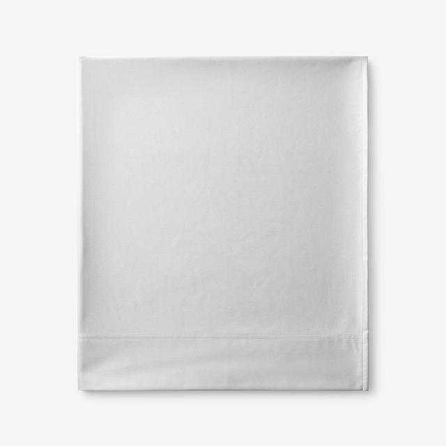 Premium Smooth Supima® Cotton Wrinkle-Free Sateen Deep Pocket Flat Bed Sheet - Light Gray, Size Queen | The Company Store